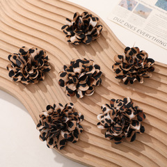 秋冬復古港風布藝小號豹紋花朵DIY手工頭飾髮飾服裝輔料配件批發