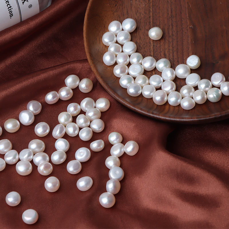 8mm天然淡水珍珠巴洛克兩面光散珠diy耳釘飾品手工材料一顆價