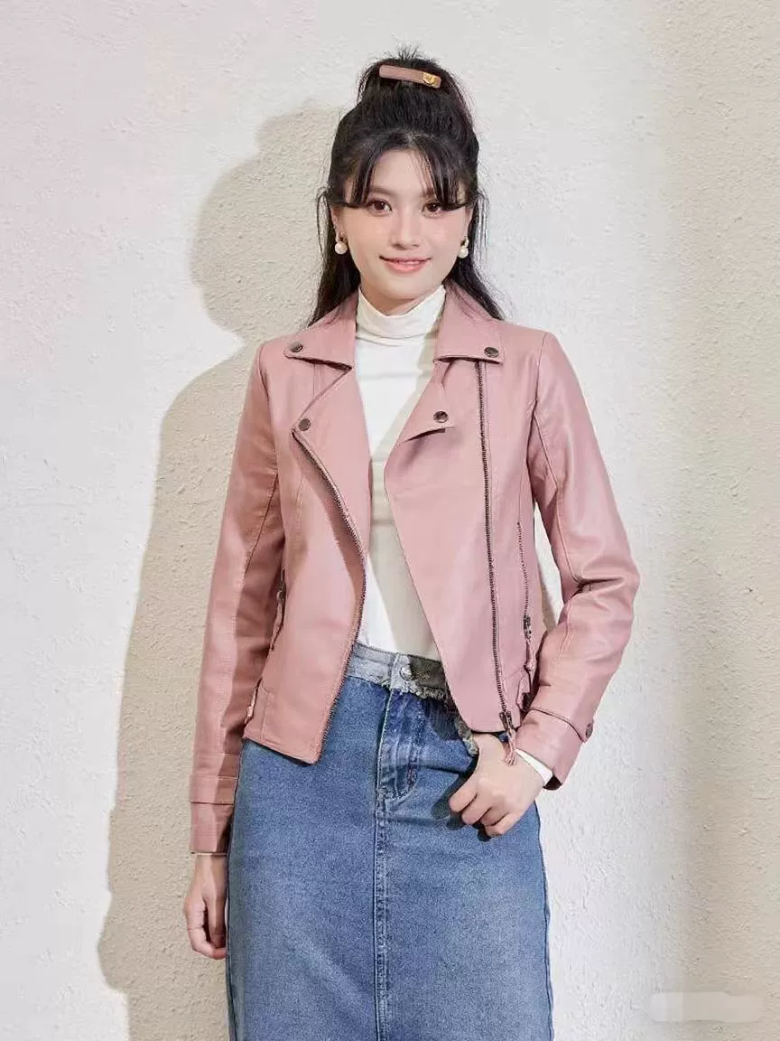 Autumn polyurethane short jacket, Korean style, plus size