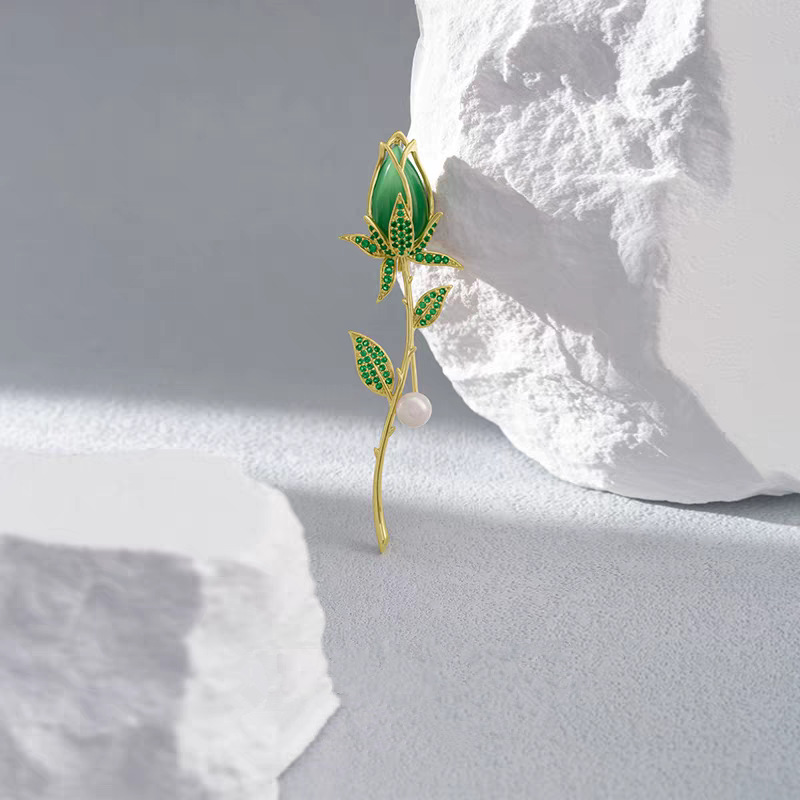 韩版文艺合金珐琅郁金香胸针森系小清新女士披肩开衫胸花别针配饰