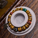 藏传回流骨雕刻手串桶珠老银孔道镶嵌牦牛骨料器藏式文玩单圈手链