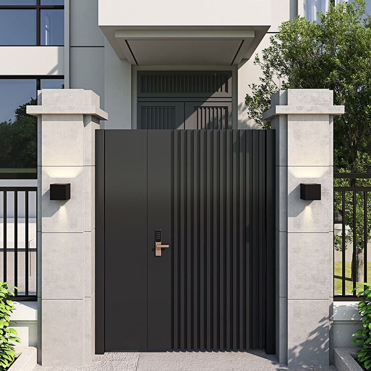 Aluminum Alloy Villa Courtyard Door, Outdoor Stainless Steel Garden Entrance Door, Rural Fence Double-Door Yard Gate