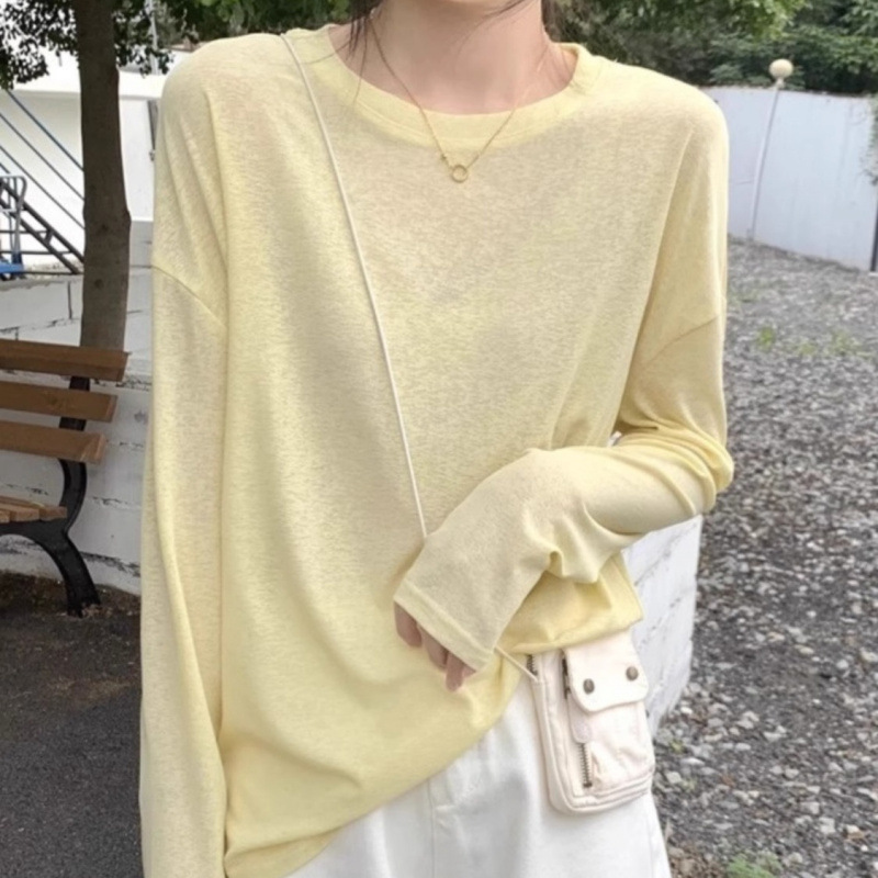 薄いアイスシルク日焼け止めブラウス夏の新しい UV 通気性長袖インターネット有名人 Tシャツ女性のためのルーズアウタートップ|undefined