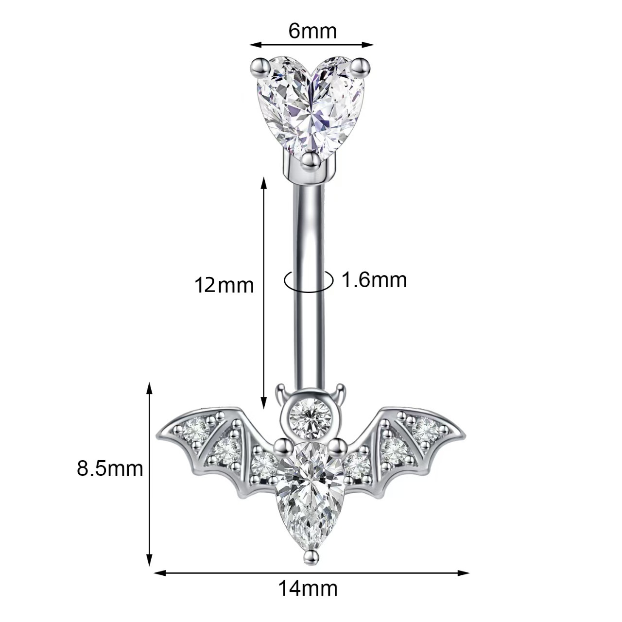 Bat Geometric Copper Belly Button Ring Surgical Steel Navel Piercing Jewelry detail image 8