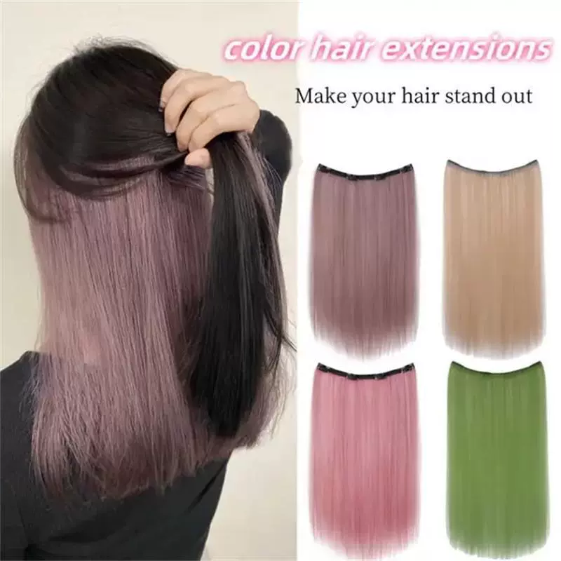 外贸热销挑染假发片直发挂耳染一片式隐形无痕增发彩色巴黎画染发