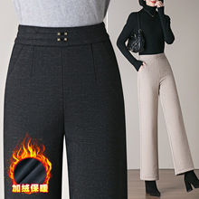 1028毛呢阔腿裤秋冬季新款加绒妈妈裤子休闲裤加厚中年女裤中老年