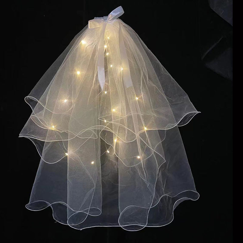 Diez luces colorido luminoso guirnalda tocado diadema LED luz niños princesa pluma Orejas de conejo flash oro seda guirnalda