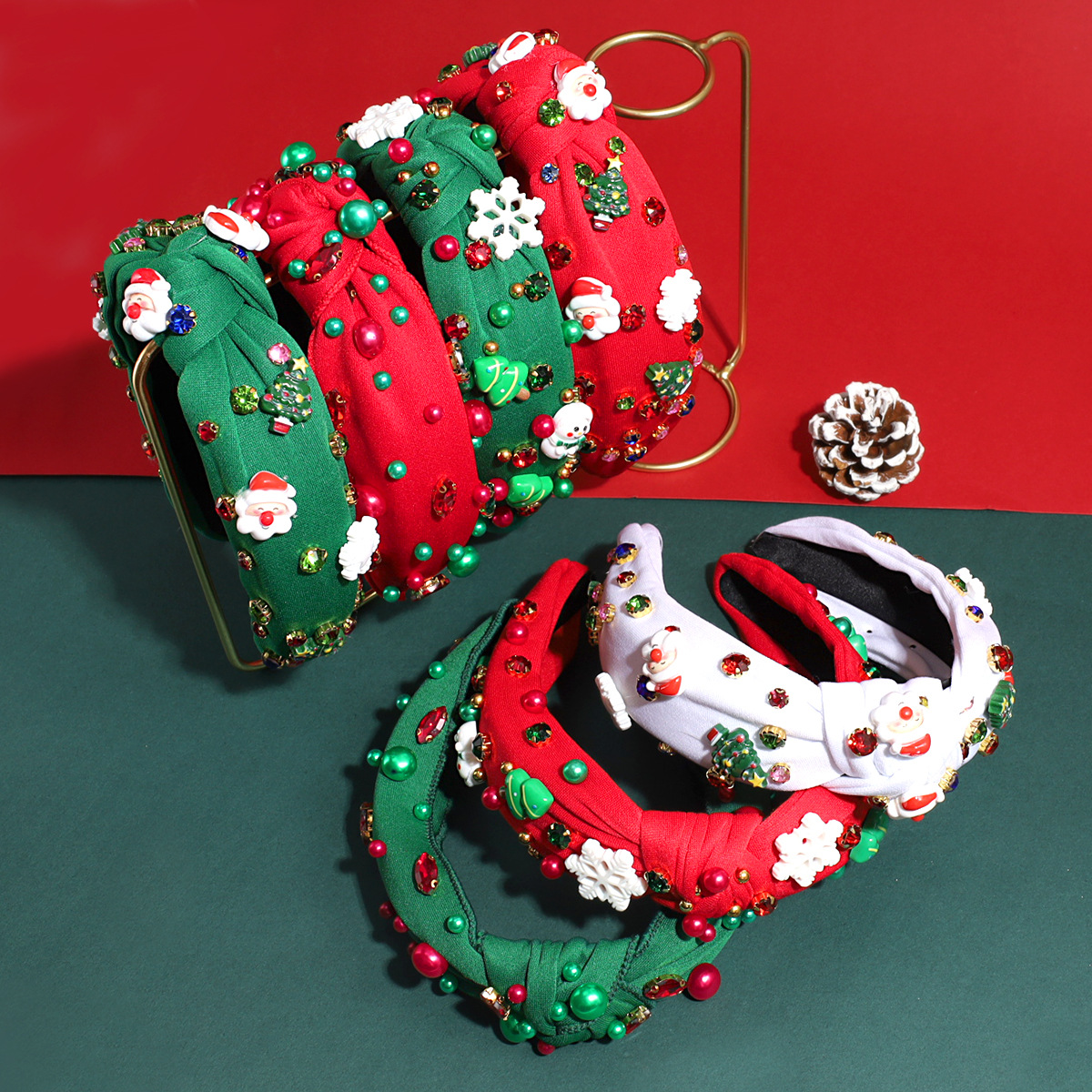 141g Weight Hair Band Hair Accessories Type 1 Piece Quantity Daily Occasion Christmas Festival Santa Claus Pattern Women's Gender Flakes Design Vacation, Simple Style Style Christmas Vacation Simple Style Women's Santa Claus Flakes Hair Band 2