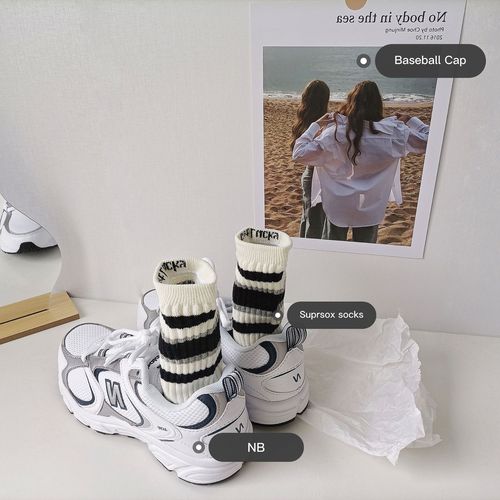 Spring and summer new Korean Dongdaemun socks for women, versatile striped cotton socks, ins trendy brand, mid-calf sports socks for men, couples