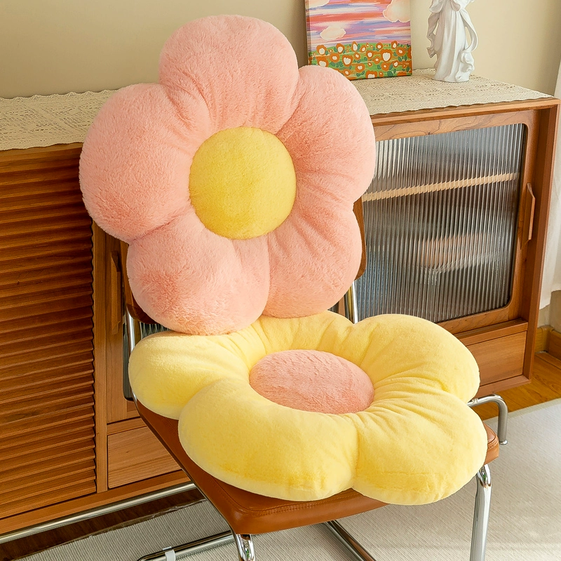 Modern pillow, white sofa solar-powered, flowered, sunflower