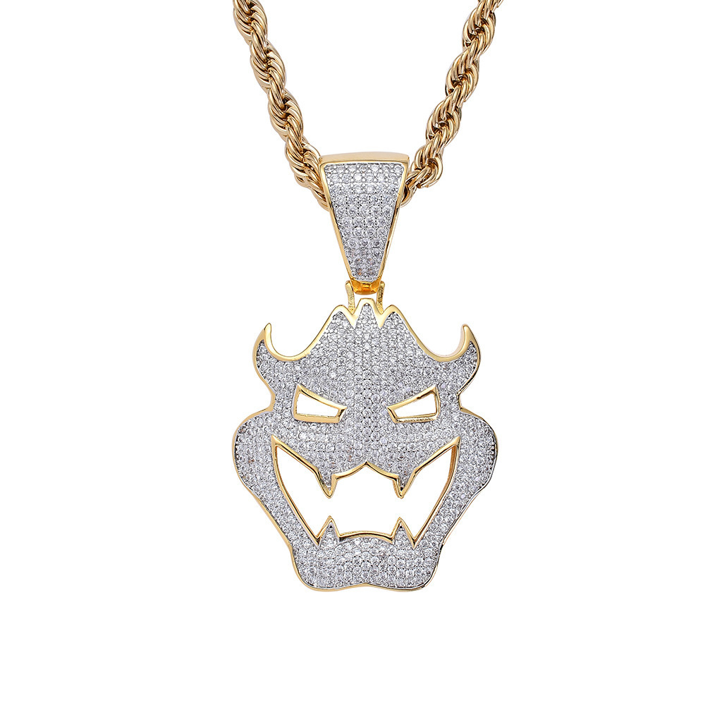 Halskette Herren Hip Hop Zirkon Anhänger Halloween Dressing Maske Vampir Monster Anhänger Trendige Halskette_voghion.com