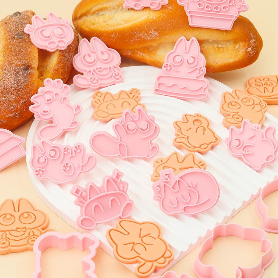 Molde de galletas de gato siamés de barro de frijol pequeño Dibujos animados lindo modelado de expresión gatito galleta DIY fondant horneado hogar