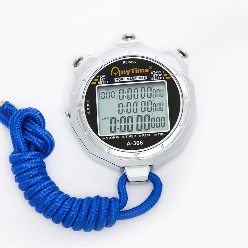 Metal Three-Row 100-Channel Multi-Function Digital Stopwatch for Fitness Coaches, Sports Referees, and Student Competitions