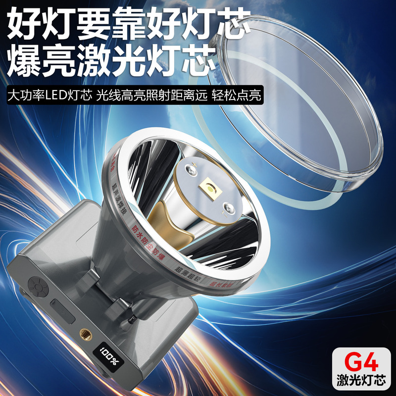 强光led超长续航大容量头灯户外便携聚合物电池夜钓灯挥手感应|undefined
