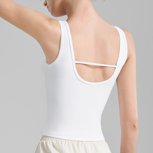 High-intensity threaded sports vest women's fixed cup U-neck summer new yoga clothing back-exposing yoga top