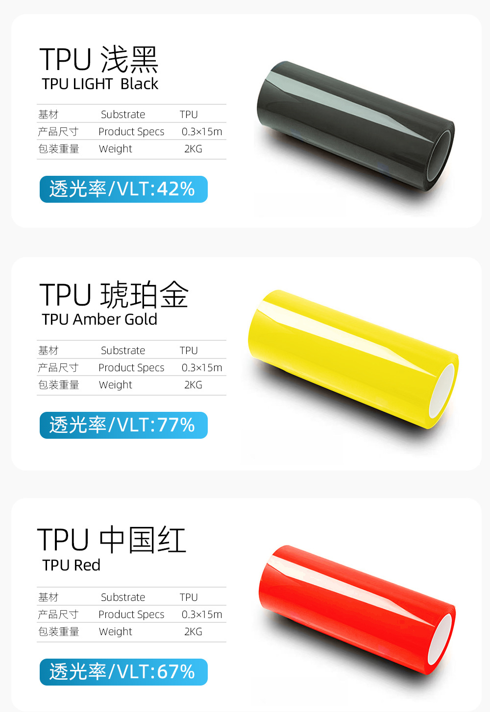 TPU car headlight protective film 3H anti-scratch, self-healing, high-transparency car headlight protective film