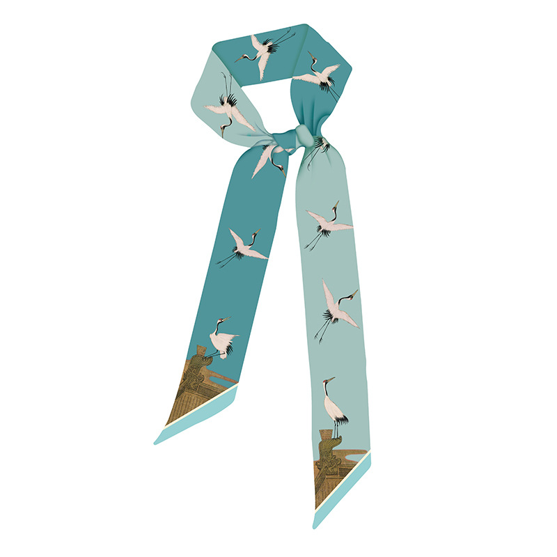 Grúa de estilo nacional delgada estrecha pequeña bufanda de seda banda de pelo multifuncional bolsa de corbata de pelo cuerda de pelo estilo antiguo hanfu cinta decorativa