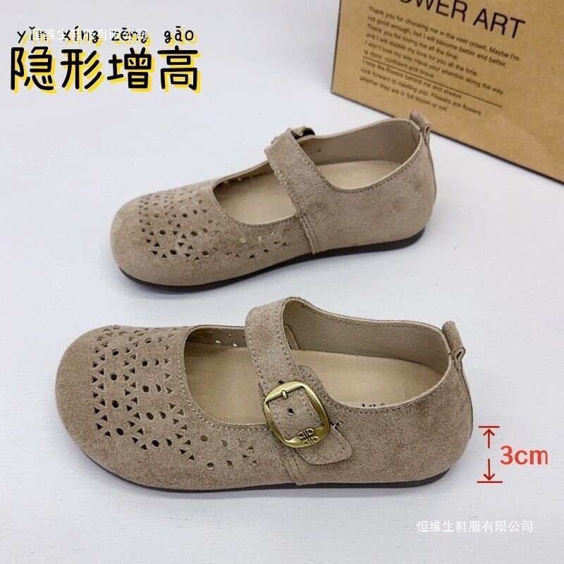 Hollow-out full-cover Birkenstock-style women's shoes, new summer slip-on hollow breathable perforated shoes with internal height increase cotton Hollow-out full-cover Birkenstock-style women's shoes, new summer slip-on hollow breathable perforated shoes with internal height increase cotton