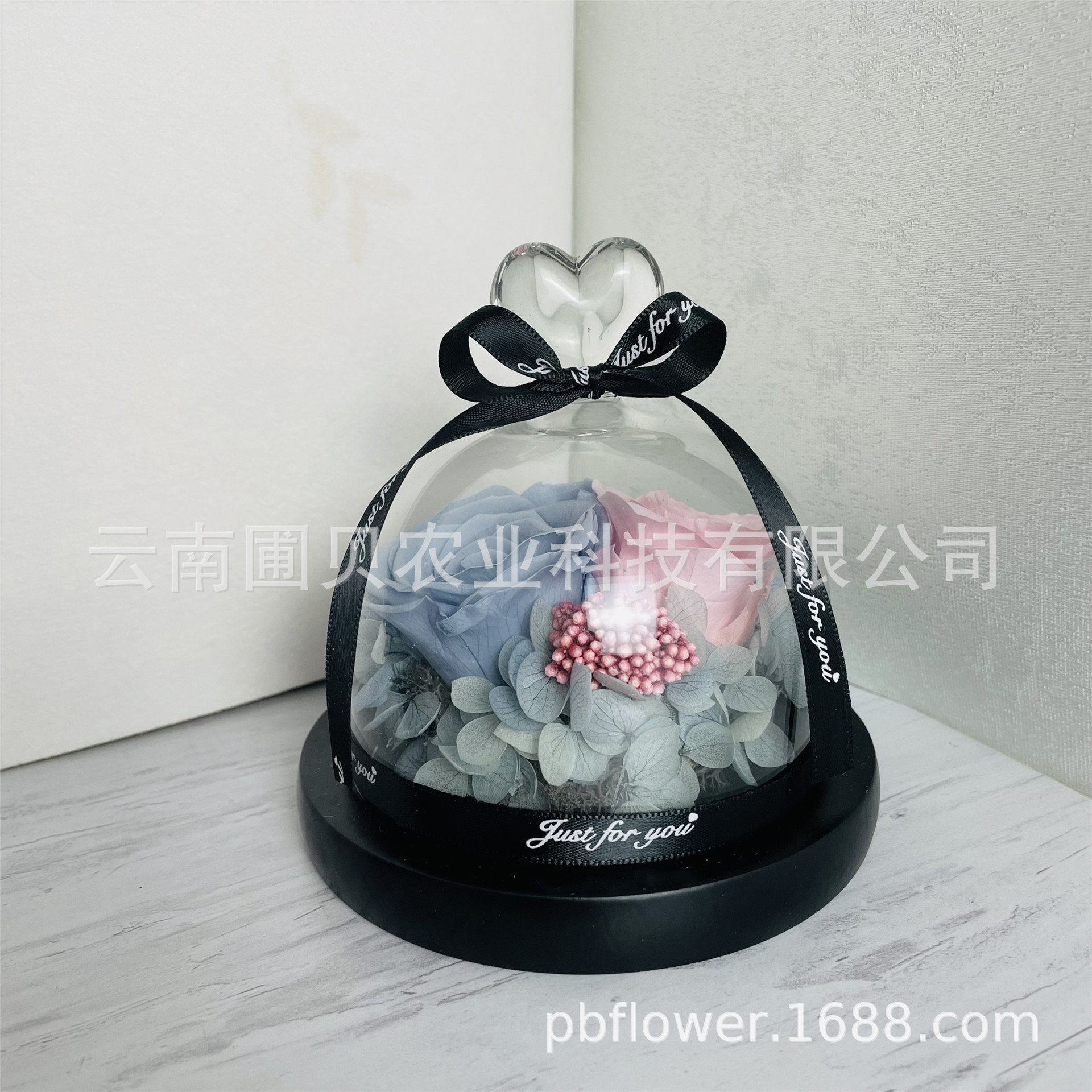 Flor melocotón corazón Eternal Rose Navidad Tanabata Día de San Valentín regalo eterna flor cubierta de vidrio en stock al por mayor