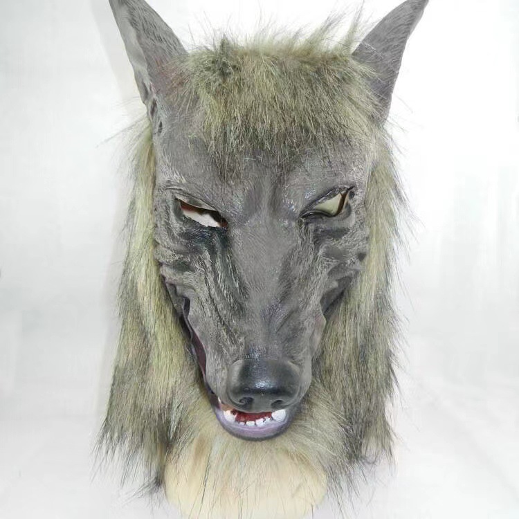 Halloween traje de lobo máscara cabeza de Lobo guantes cabeza de animal cubierta horror estanque de látex vestido de lujo bola máscara envío gratuito