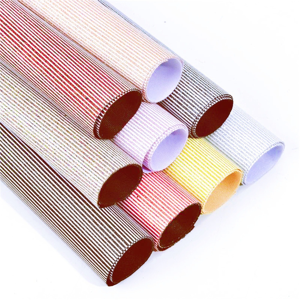 闪粉小直条纹弹力格利特柔软印花箱包手袋面料特殊鞋材金葱装饰布