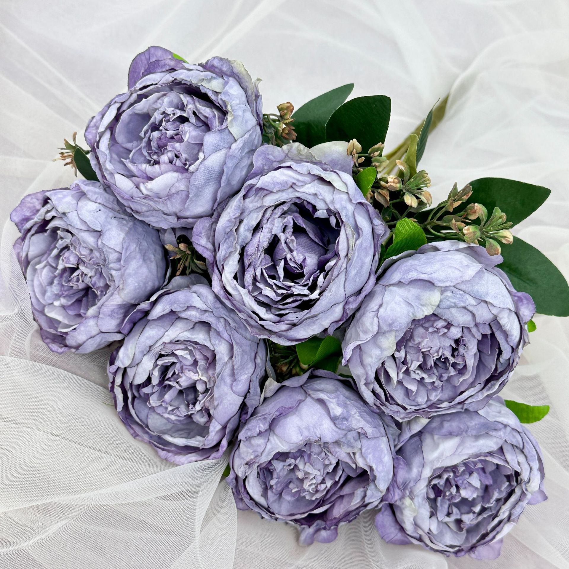 Paño cepillado 7-cabeza ardiente borde peonía ins beiouyang peonía flor falsa interior mesa de comedor floral artificial Bouquet Decoración