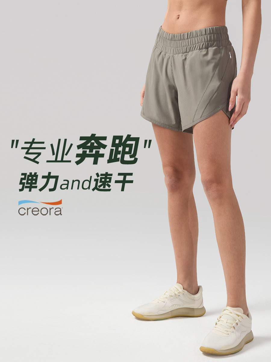 Pantalones cortos para correr de secado rápido Pantalones deportivos de ocio elásticos transpirables que absorben la humedad para mujer Pantalones cortos deportivos de yoga de cintura media lulu 5"