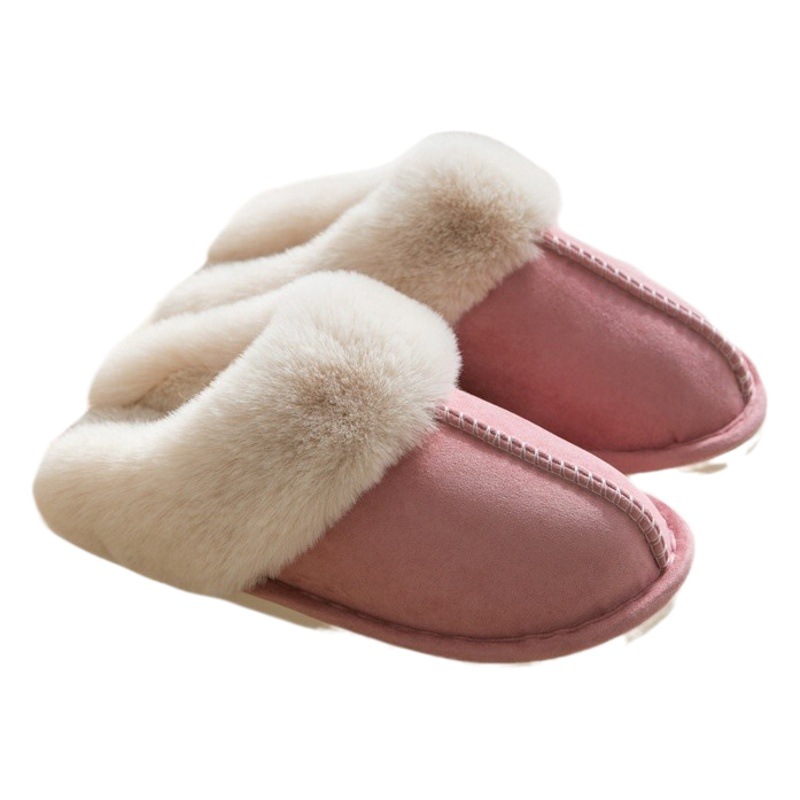 23 Zapatillas de algodón de felpa de piel de venado fondo grueso antideslizante zapatos de confinamiento de color caramelo para el hogar de hombres y mujeres cuadrados lote de ventas directas de fábrica