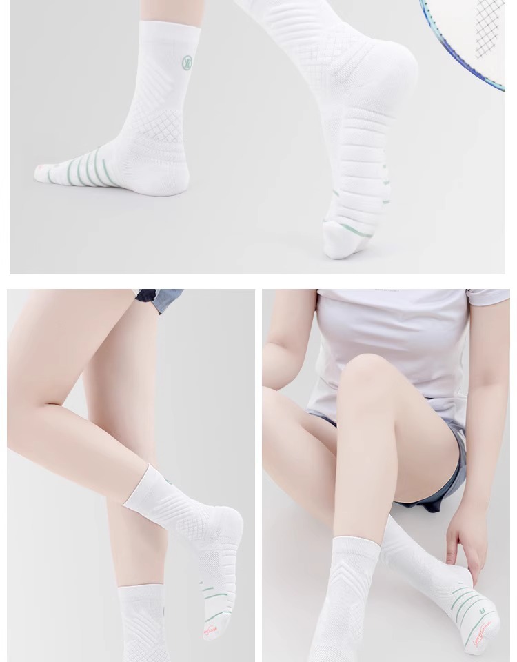 Women's Thickened Terry Cloth Mid Calf Socks For Spring/Summer Pure Cotton Sports Socks Suitable For Running Basketball And Badminton_desvips.com