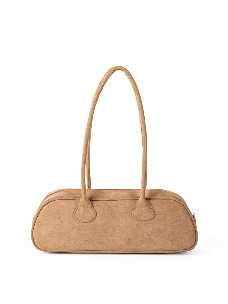 New Niche Design Suede Baguette Bag For Women, Fashionable Versatile Soft Touch Retro Plush Handbag Shoulder Bag - Thumbnail 7