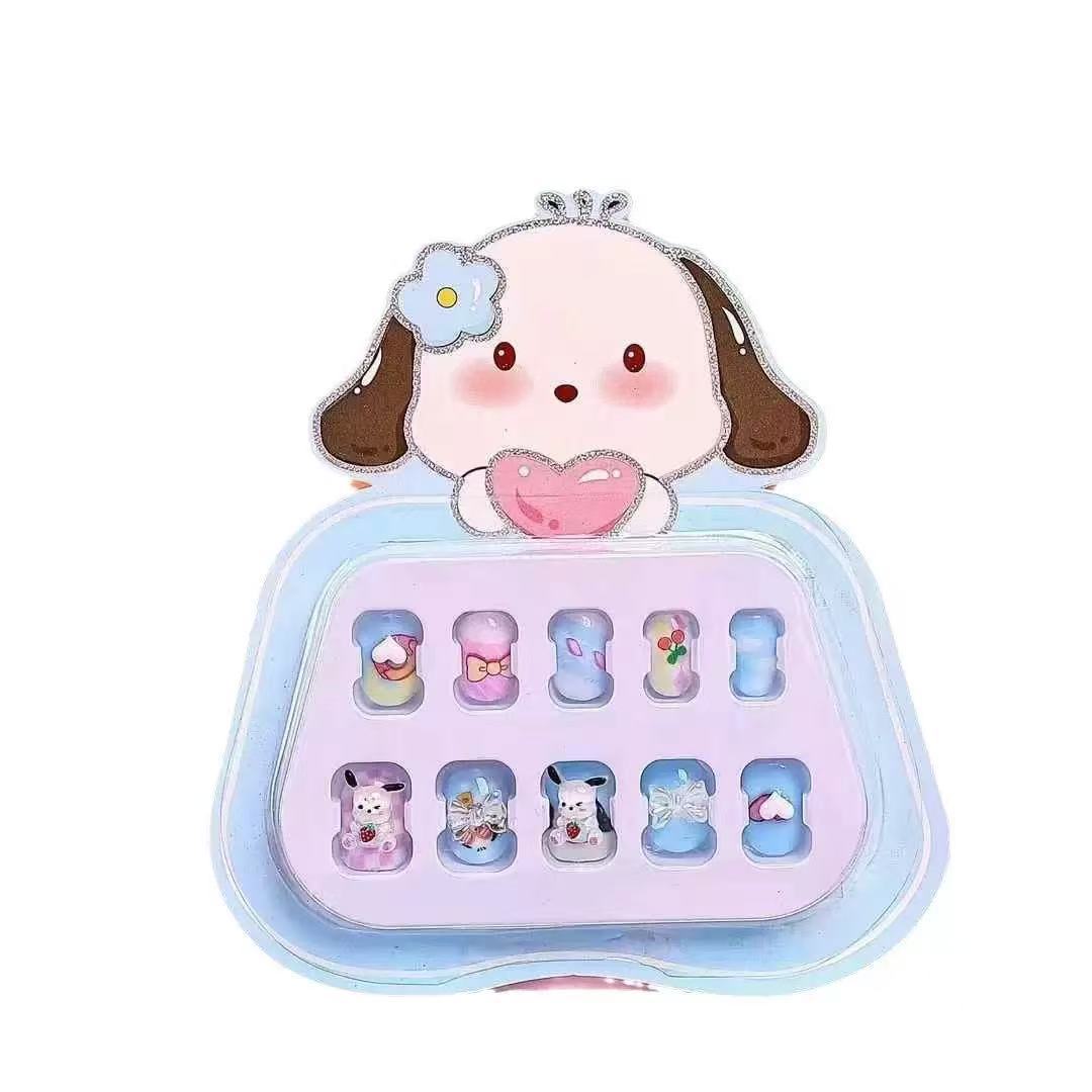 Nuevo niño usa manicura niña hecha a mano diy dibujos animados desmontables piezas de manicura tridimensionales juguetes lindos al por mayor