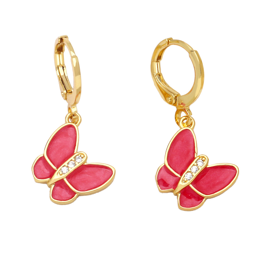 Fashion Butterfly Copper Inlay Zircon Drop Earrings 1 Pair display picture 4