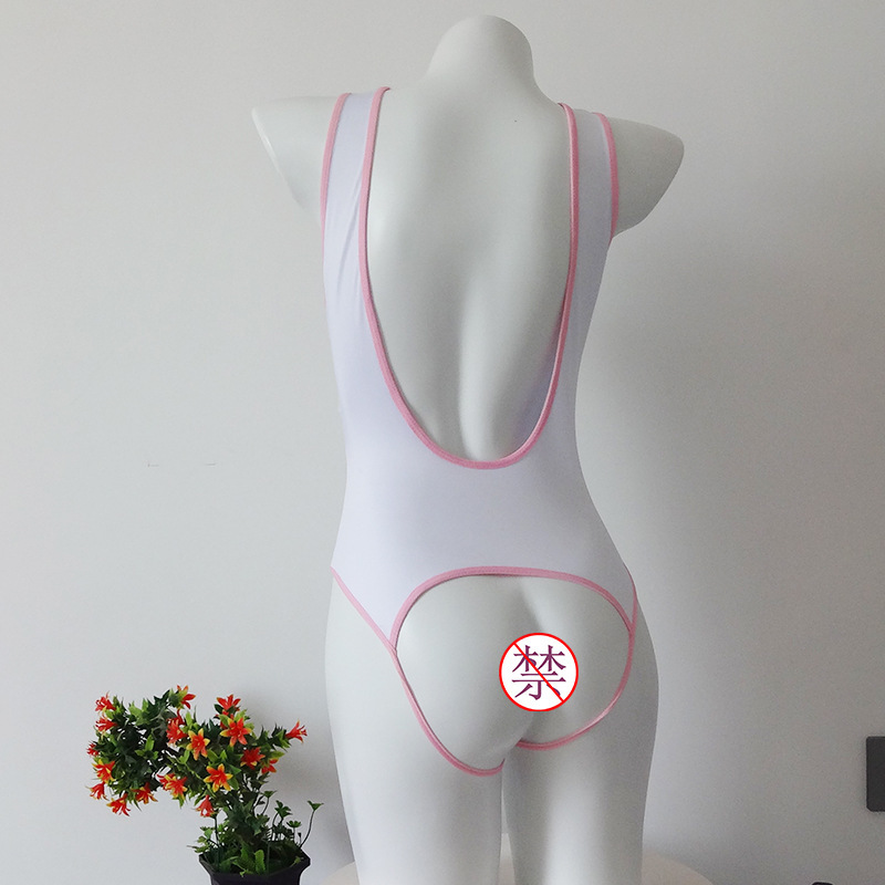 Lencería sexy texto sucio corte abierto sin espalda entrepierna abierta mono alto elástico hueco-fuera agua muerta ropa de extremo abierto-libre