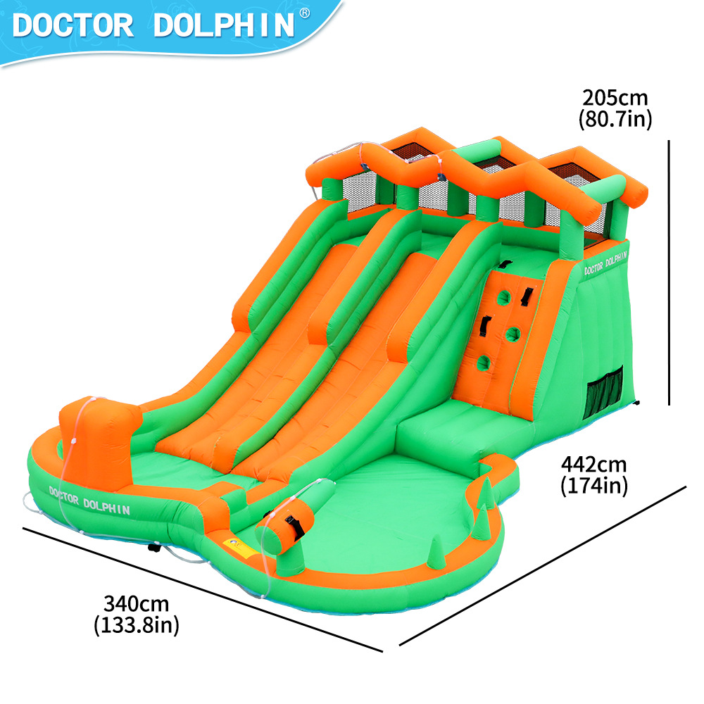 Doctor Dolphin | Castillo inflable para niños pequeño aerosol de agua inflable Castillo trampolín inflable para el hogar