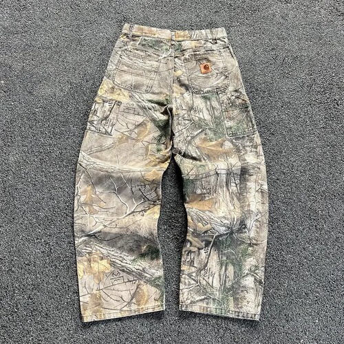 Carhartt Summer Washed Camo Pants — Branch-Style, American-Aged Look, Wide-Leg, Loose-Fit, Straight-Through Denim Trousers