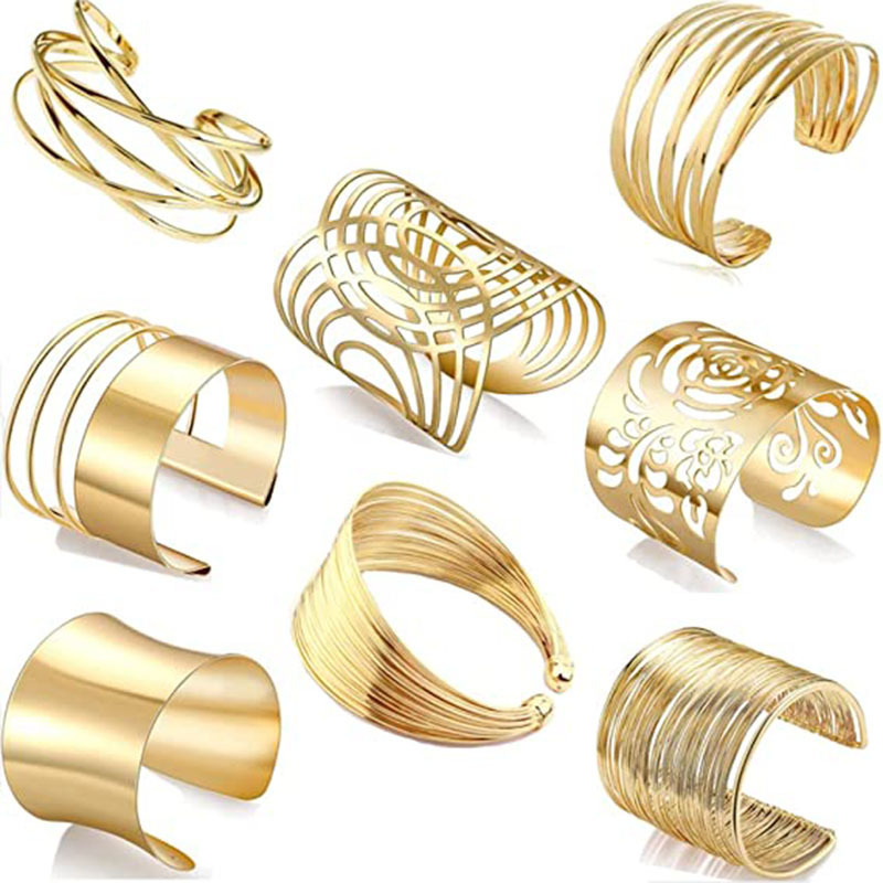 High-End Metal Cross-Border Exaggerated Bracelet Armband Natural Geometric Gold Silver Glossy Fashion Stylish for Women and Men High-End Metal Cross-Border Exaggerated Bracelet Armband Natural Geometric Gold Silver Glossy Fashion Stylish for Women and Men