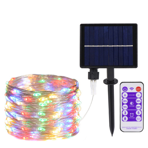 Waterproof LED solar lights with light strips outdoor stall decoration new remote control solar copper wire string lights wholesale
