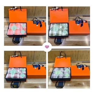 Checkered Coral Velvet Towel and Bath Towel Three-Piece Gift Box Return Gift Gift Towel Set Business Company Souvenir