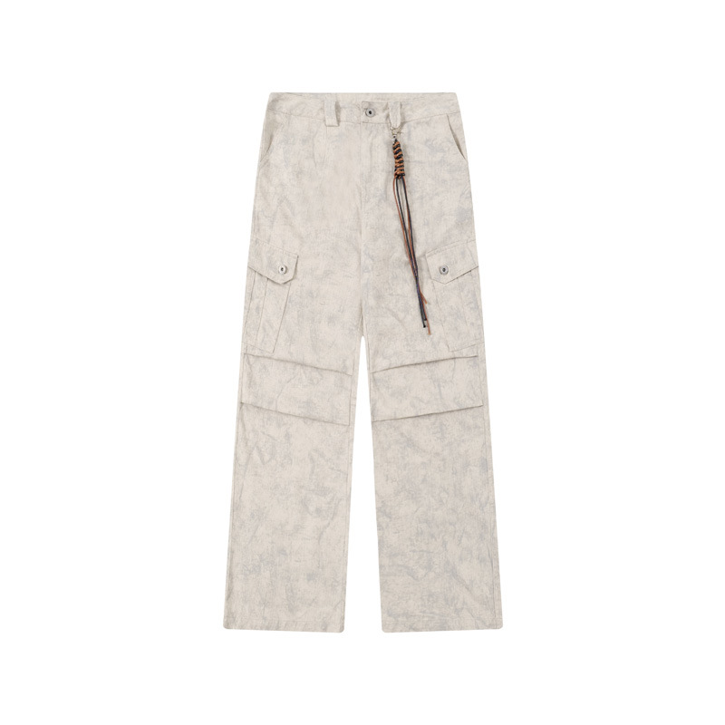 Men's Clothing New Creative Marble Folding Casual Pants for Men and Women Street Fashion Loose Straight Pants_voghion.com