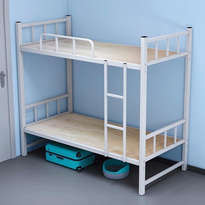 Cama de hierro de doble piso gruesa, dormitorio de personal, estante de cama superior e inferior, escuela de hierro forjado para dos personas, cama de hierro alto y bajo