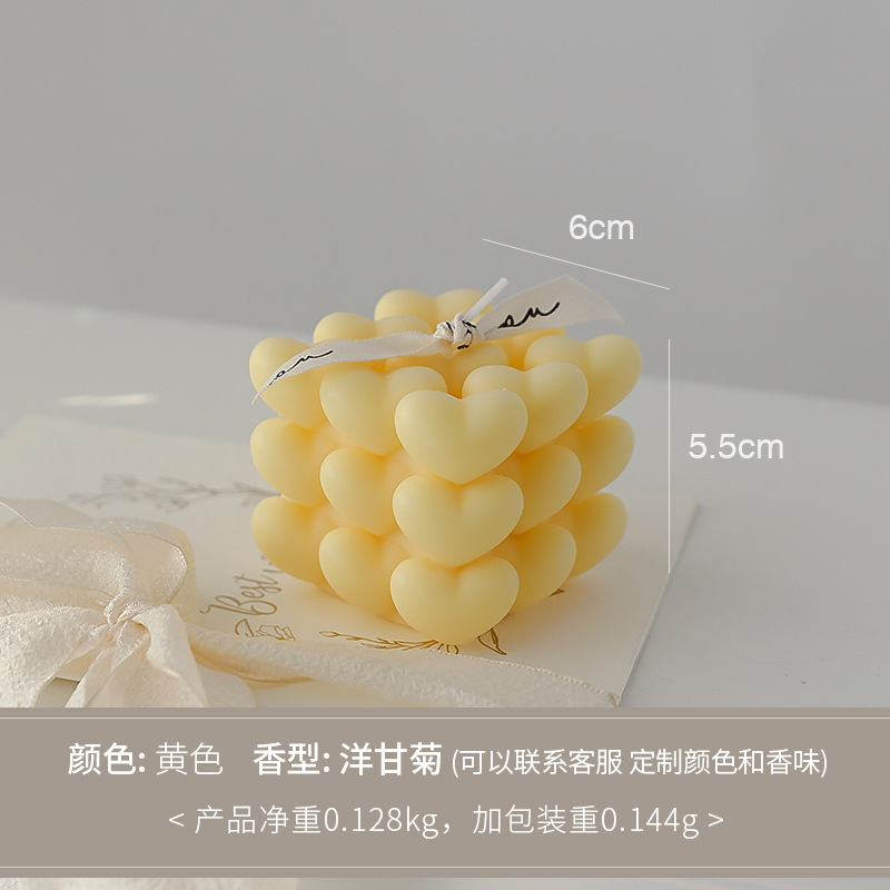 Regalos de San Valentín Recuerdos de aromaterapia navideña Regalos pequeños Cubo de Rubik Decoración de velas en forma de atmósfera romántica en forma de corazón