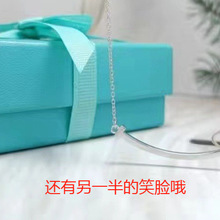 抖音高品质V金光面笑脸项链女简约气质轻奢小众设计微笑吊坠锁骨