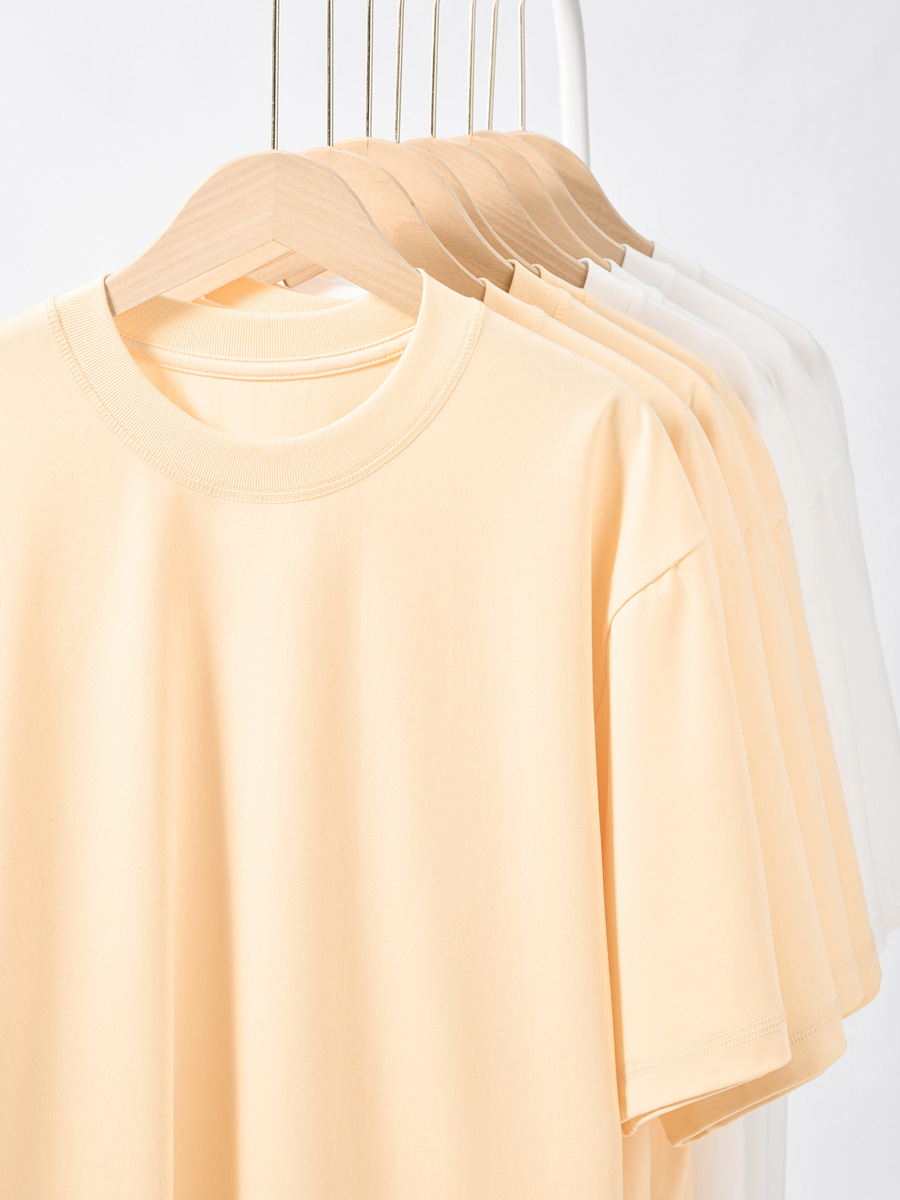 Camiseta de Verano de 230g con Sensación de Hielo, Transpirable, con Tecnología de Seda, Cuello Redondo, Manga Corta, para Hombre