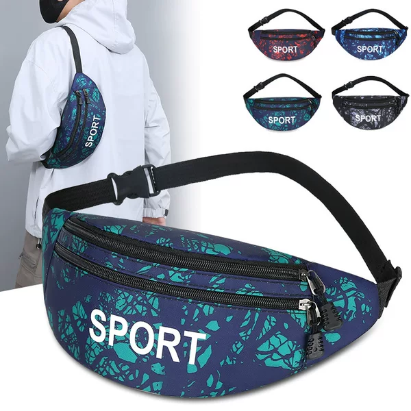 Korean Version Ins Trendy Chest Bag for Men, Fashionable Letter Graffiti Sports Waist Bag, Versatile Lightweight Outdoor Single Shoulder Crossbody Bag