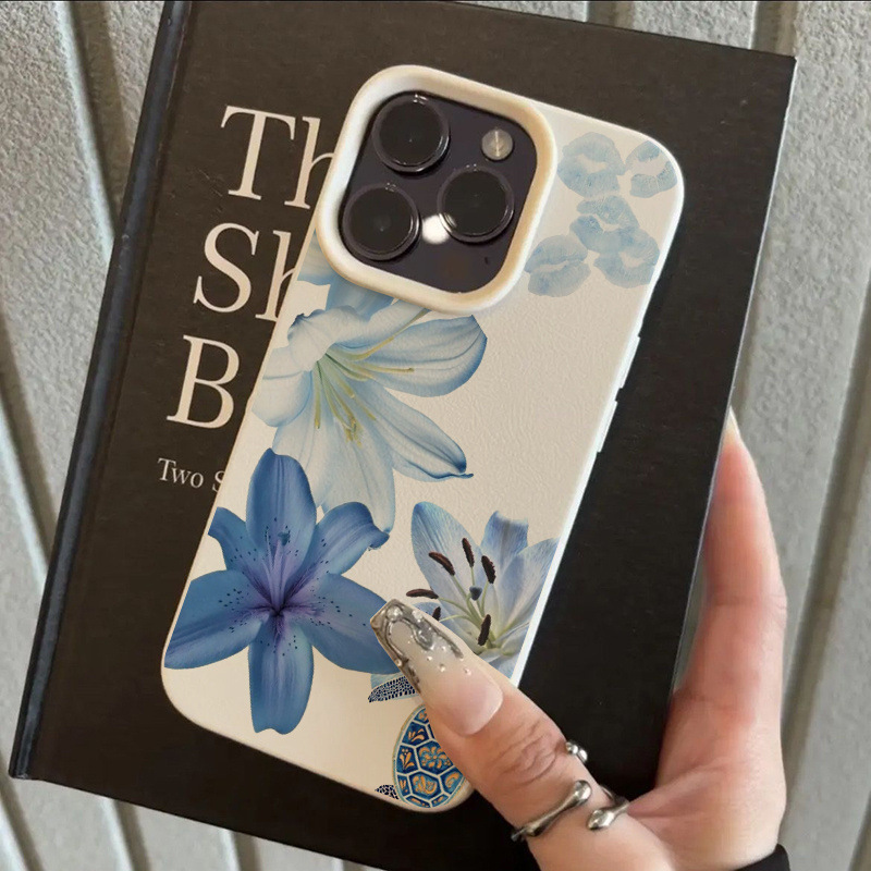 Blue Elegant Lily Flower Tpu Anti-Fall Protective Case 11 Suitable for Apple 17 15 16 Soft Case 16Promax Blue Elegant Lily Flower Tpu Anti-Fall Protective Case 11 Suitable for Apple 17 15 16 Soft Case 16Promax