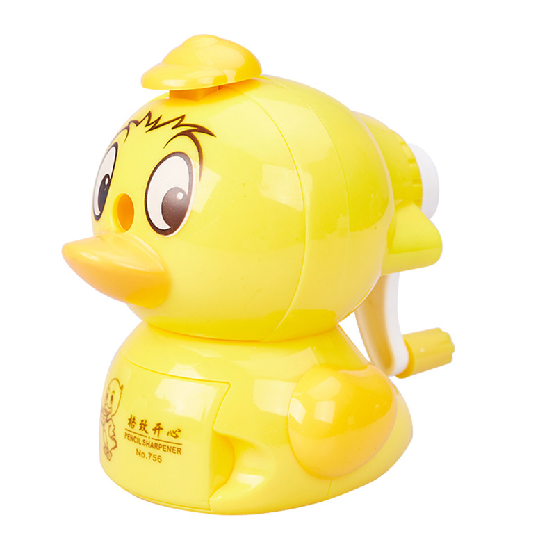 OEM personalizado feliz 756 patito estilo sacapuntas sacapuntas de manivela para niños sacapuntas de animales de dibujos animados para estudiantes