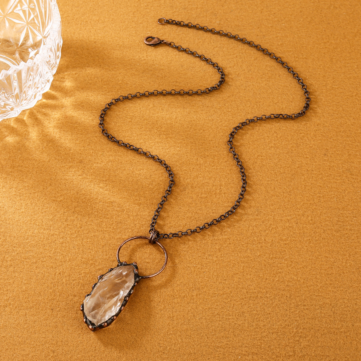 39g Weight Copper Pendant Material Natural Stone, Crystal Inlay Material Pendant Necklace Classification Copper Chain Material Belcher Chain Chain Type 1 Piece Quantity Daily Occasion Copper Material Geometric Pattern All Seasons Season Women's Gender Handmade, Inlay Design Ethnic Style, Shiny Style Wholesale Jewelry Ethnic Style Shiny Geometric Copper Natural Stone Crystal Handmade Inlay Pendant Necklace Belcher Chain 8
