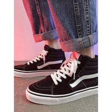 万斯帆布鞋wanshi韩版百搭棋盘格高帮男鞋女鞋百搭学生潮流情侣鞋