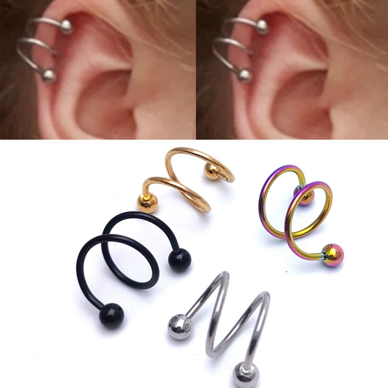 Клипса для уха (ear cuff) из нержавеющей стали, для пирсинга губ, диаметр 1,2 мм, 8/10 мм, шарик 3/4 мм