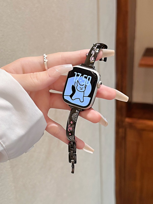 猫狗双全手镯镶钻金属表带适用S10苹果Apple watch手表iwatch腕带|undefined